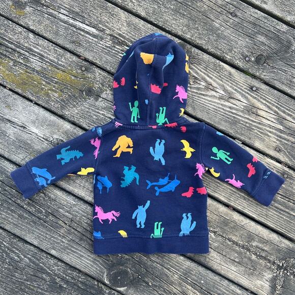 Hanna Andersson Baby Navy Blue Fun Creatures‎ Zip Up Hoodie 6-12 Months - Picture 2 of 6
